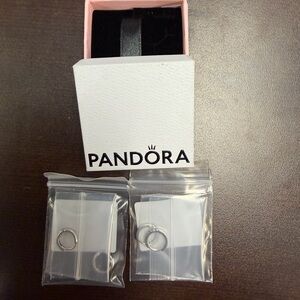 Pandora Sterling Silver Hoop Earrings - 2 pairs.